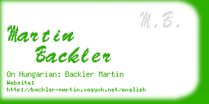 martin backler business card